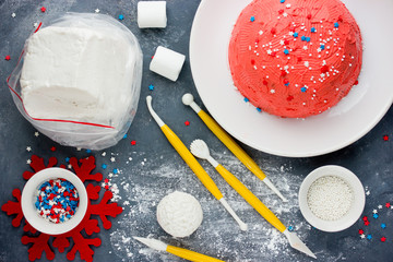 Santa hat Christmas cake. Winter hat cake