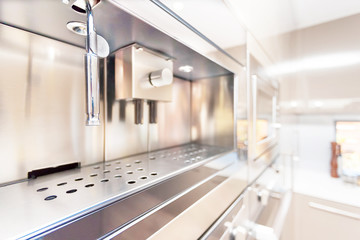 Closeup of a modern wall oven in the kitchen