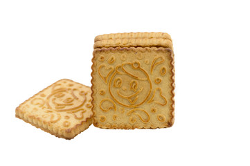 Shortbread biscuits on a white background
