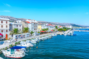 Pag island mediterranean town. / View at mediterranean town Pag, popular touristic place on Island Pag, Croatia Europe. - 126554362