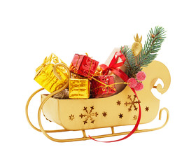 Sleigh of Santa Claus with gifts