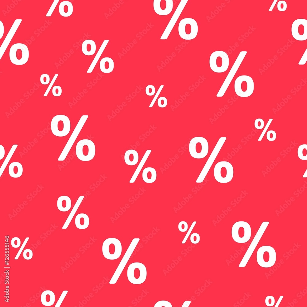 Poster white persents on red background seamless pattern.