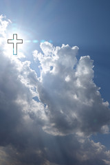 Sign of faith. Cross in the sky
