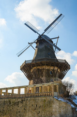 Traditional European architecture: old wind mill