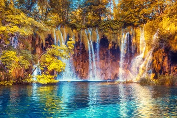 Zelfklevend Fotobehang Watervallen Nationaal park Plitvicemeren