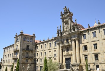Facade of Monastery of San Martin Pinario in Santiago de Compostela, Spain