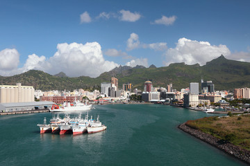 Port, bay and city. Port Louis, Mauritius