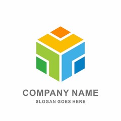 Colorful Geometric Hexagon Cube Tessellate Pattern Business Company Stock Vector Logo Design Template 