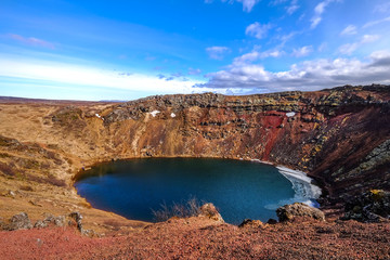 Kerid crater - Volcanic crater lake in Golden Circle, Iceland