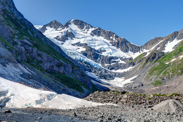 Byron Glacier- near Portage Glacier- Portage Alaska. A pretty trail leads from the Portage Glacier area to the Byron Glacier, where one can walk on to it.