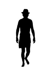Front View Man with Hat Silhouette Isolated
