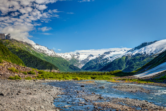 Byron Glacier- Near Portage Glacier- Portage Alaska. A Pretty Trail Leads From The Portage Glacier Area To The Byron Glacier, Where One Can Walk On To It.