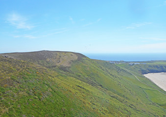 Fototapeta premium Hills above Rhossili beach