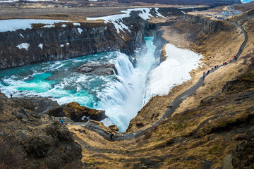 Gullfoss is a waterfall located in southwest Iceland. It is one of the most popular tourist attractions in Iceland.