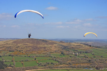 Paragliders above Dartmoor