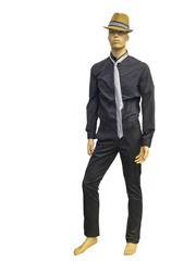 Male mannequin dressed in shirt and trousers