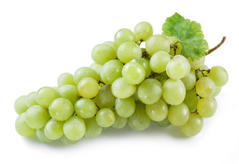 Bunch of white grapes on the white background.