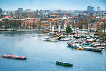 Aerial cityscape of Amsterdam, the Netherlands