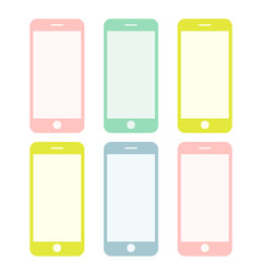 Multicolored smartphones collection. Vector illustration.