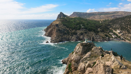 Fototapeta na wymiar Sea views from the cliffs on a sunny day