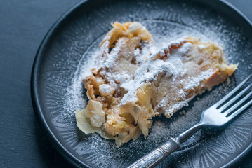 Apple strudel on the plate