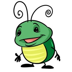 Insect green beetle cartoon illustration isolated image character