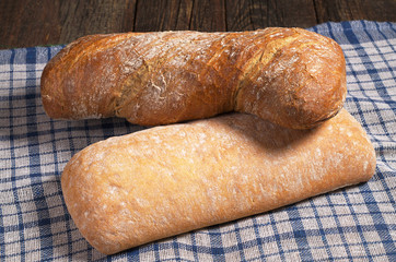 White and brown ciabatta bread