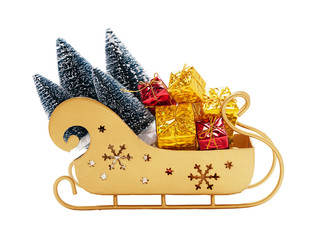 Sleigh of Santa Claus with gifts