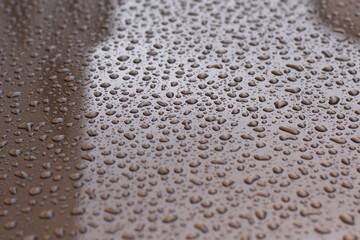 Regentropfen auf einer Motorhaube