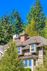 The top of the house or apartment building with nice window.