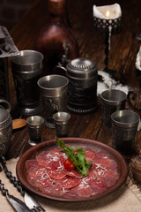 veal carpaccio with traditional sauce