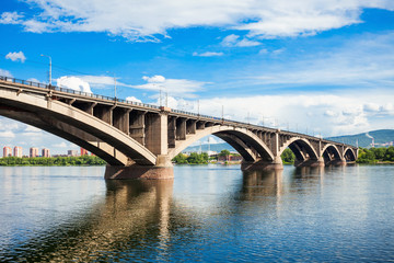 Obraz na płótnie Canvas Communal bridge in Krasnoyarsk