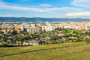 Fototapeta premium Krasnoyarsk aerial panoramic view