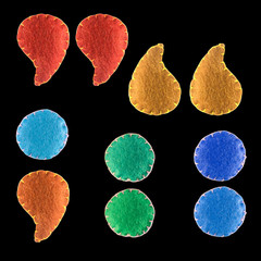 Handmade punctuation marks from felt. Collection of colorful handmade English alphabet isolate on...