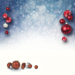 christmas winter background with snow and xmas baubles ( new year ) - 126571591