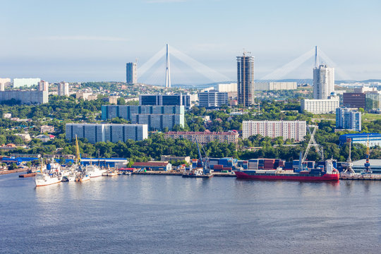 Vladivostok aerial panoramic view