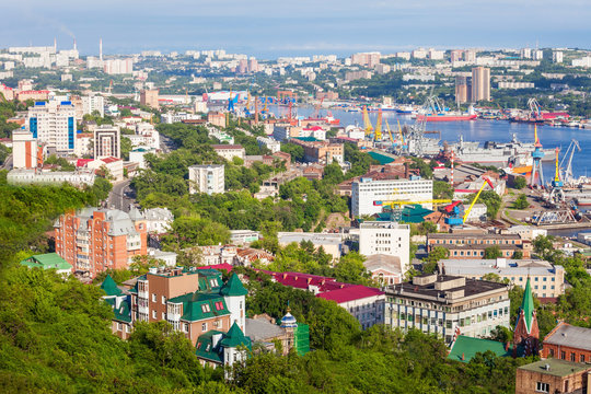 Vladivostok aerial panoramic view
