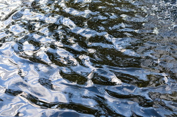 Texture of rippled dark water surface with highlights