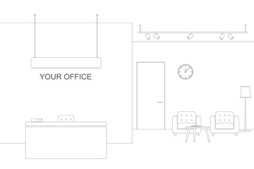 Office line interior with furniture.