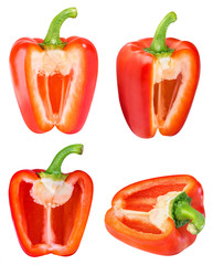 Set of red peppers isolated on white background