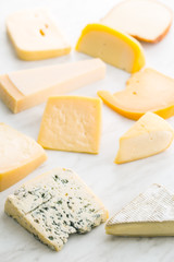 Different kinds of cheeses.