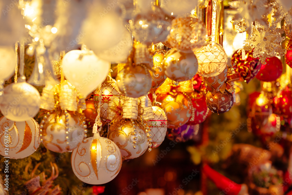 Wall mural Christmas decoration on an european market