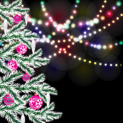 Obraz na płótnie Canvas Fancy Christmas tree. Bright festive lights illustration
