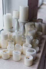 Candles near the window christmas decoration