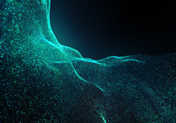 Abstract Particles Background with Depth of Field and Glow