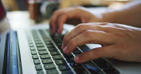 Typing on laptop keyboard