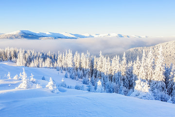 Obraz premium Snow covered hill and peak.