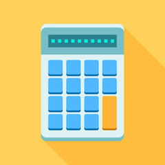 Colorful calculator icon in modern flat style with long shadow. Vector