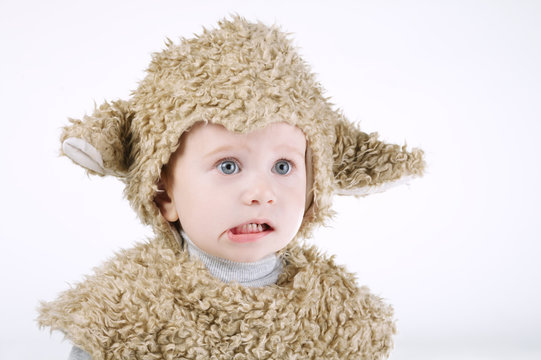 Little Boy With Sheep Costume