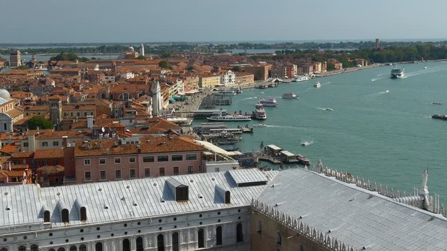day venice most famous san marco campanile basilica view point city bay panorama 4k italy

